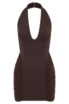 Anari Gathered Scuba Mini Dress - Dark Chocolate